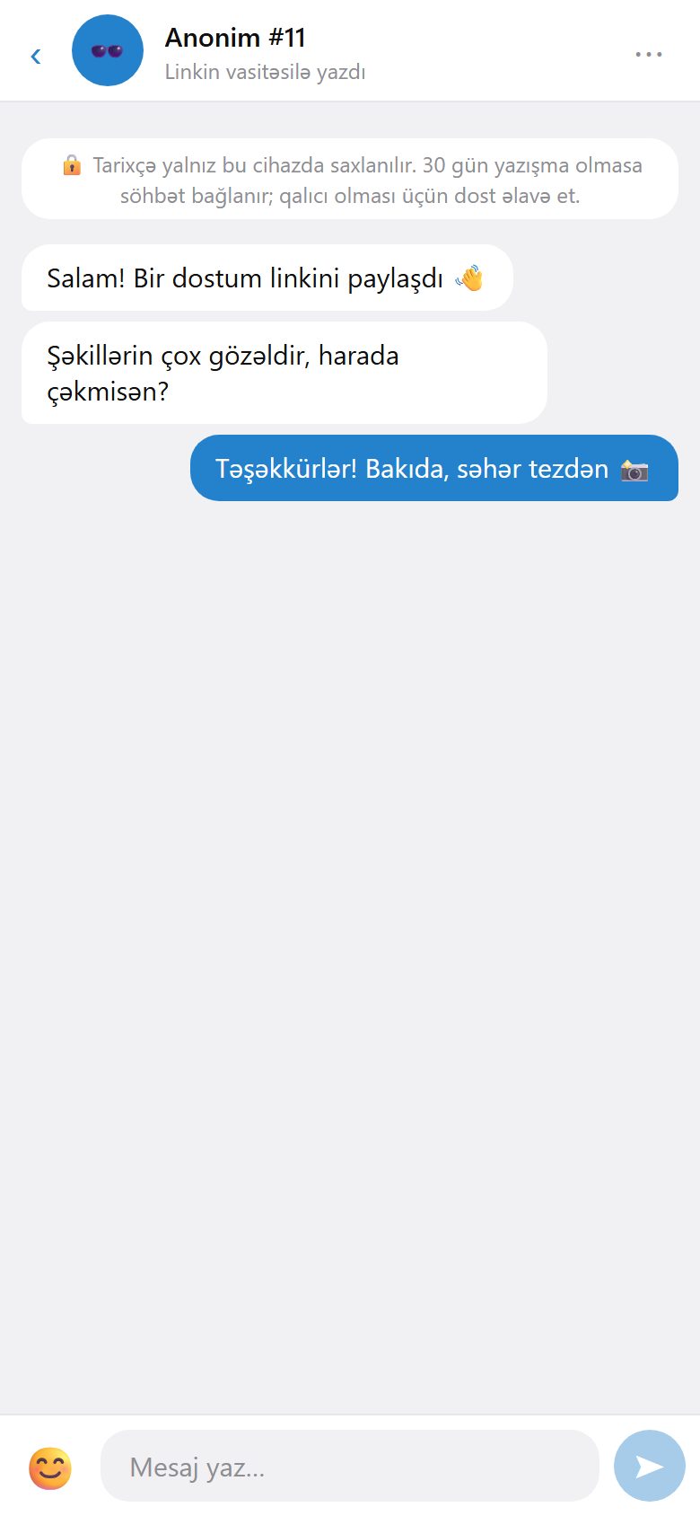 Şəxsi linkinlə anonim mesaj al