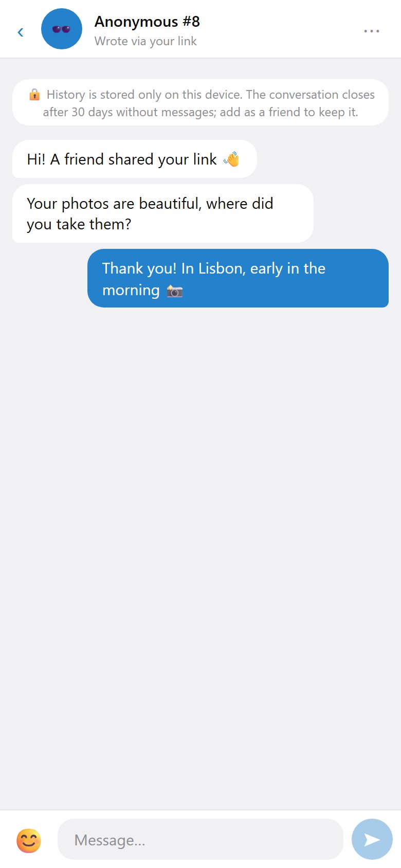 Get anonymous messages with your link